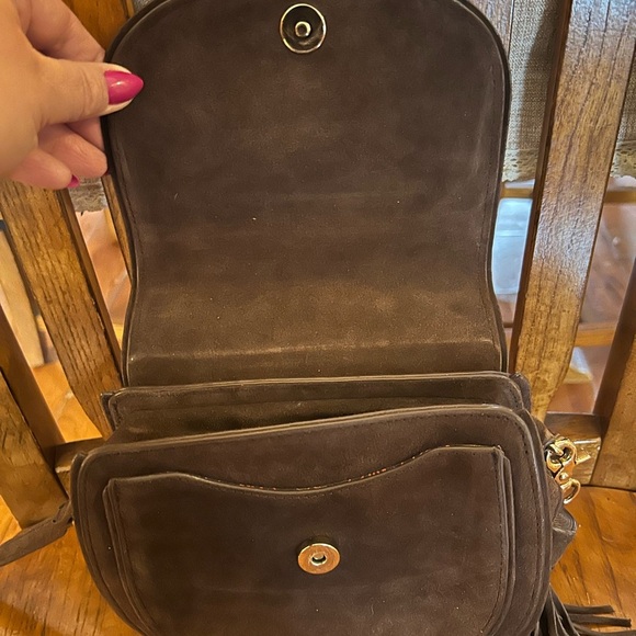 Spartina 449 Coffee Suede Saddle Crossbody Bag - Picture 10 of 15